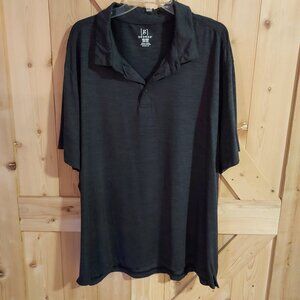George 3-Button Men's Polo Shirt Solid Short Sleeve Collared 2XL (50-52) Black.